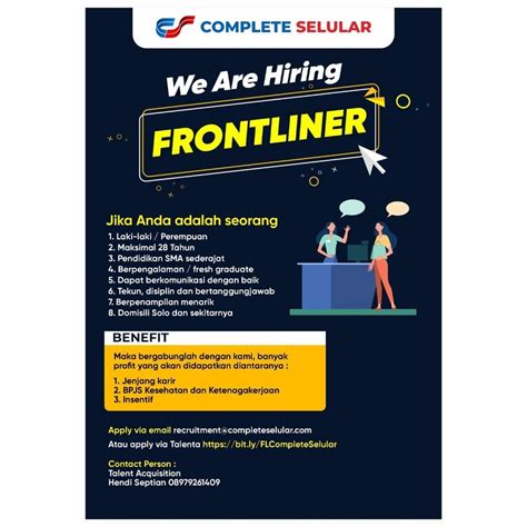 Lowongan Kerja Frontliner Complete Selular Di Solo INFO LOKER SOLO