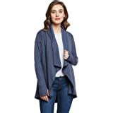 Buy HYPERNATION Grey Color Cotton Blend Waterfall Shrug For Women