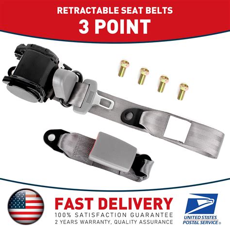 Gray Universal Point Retractable Seat Belts Fit For Jeep Cj Yj