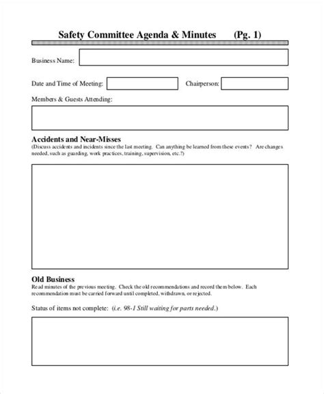 Safety Committee Agenda Template