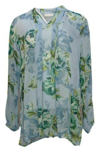 Susan Graver Printed Sheer Chiffon Tunic Set With Lace Trim Large