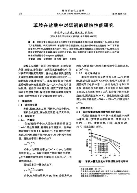 苯胺在盐酸中对碳钢的缓蚀性能研究word文档在线阅读与下载免费文档