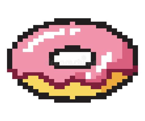 Donut Pixel Art Set Bit Food Sweetness Stock Illustration