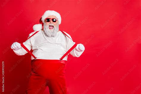 Portrait Of Funny Fat Overweight Santa Claus With Big Belly Abdomen