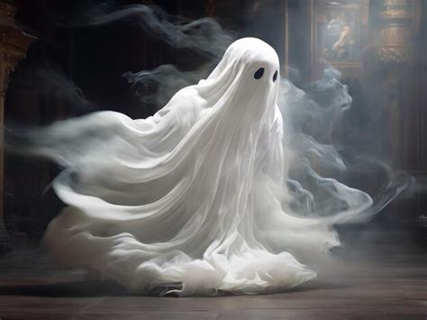 Premium Photo Very Terrible White Ghost With Dark Background Ai Image