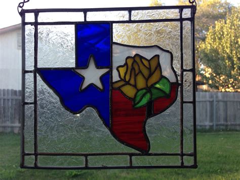 Stained Glass Texas With Yellow Rose By Beth Stained Glass Diy Stained Glass Designs Stained