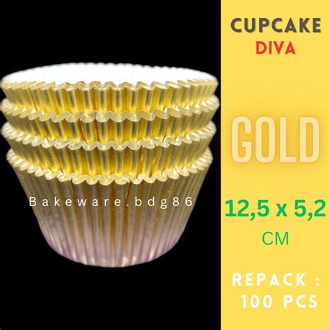 Jual DIVA CUPCAKE CASES GOLD 125 52 REPACK ISI 100 PCS PAPER CUP KERTAS