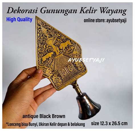 Gunungan Kelir Lonceng Kuningan Wayang Ukiran Souvenir Bel Gunungan