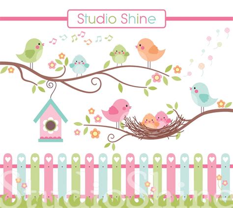 Digital Clipart, the Best Nest, Cute Birds Clip Art, PNG Files Vector ...