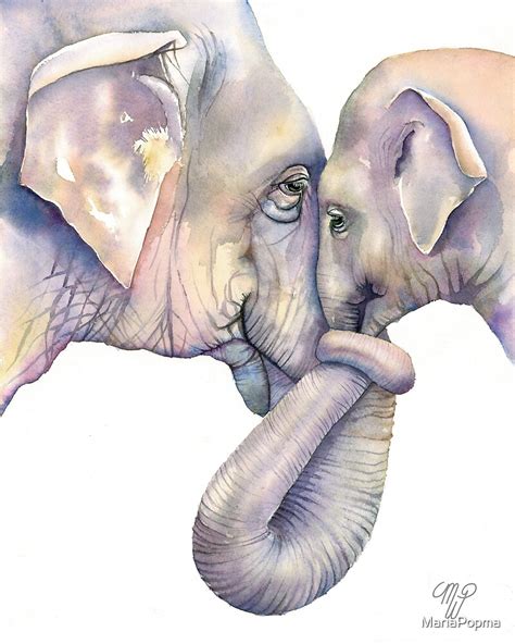 "Sweet Mother and Baby Elephant Hug " by MariaPopma | Redbubble