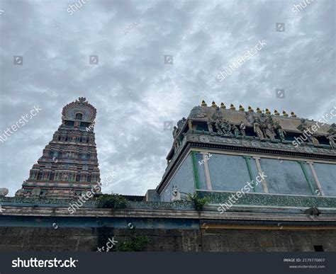 beautiful dravidian temple built  indian stock photo