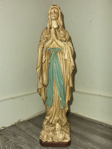 Beautiful Vintage Blessed Virgin Mary Chalkware Statue Antique Sancta Maria Mater Dei Holy