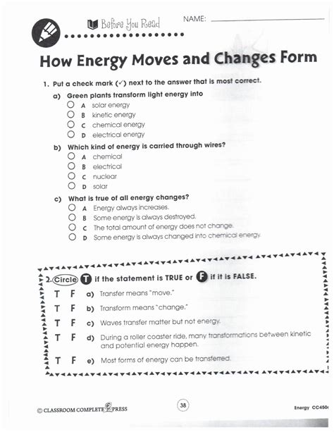 Kinetic Energy Worksheet Answers Pdf