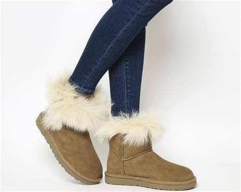 Ugg Milla Fur Cuff Boots In Brown Lyst