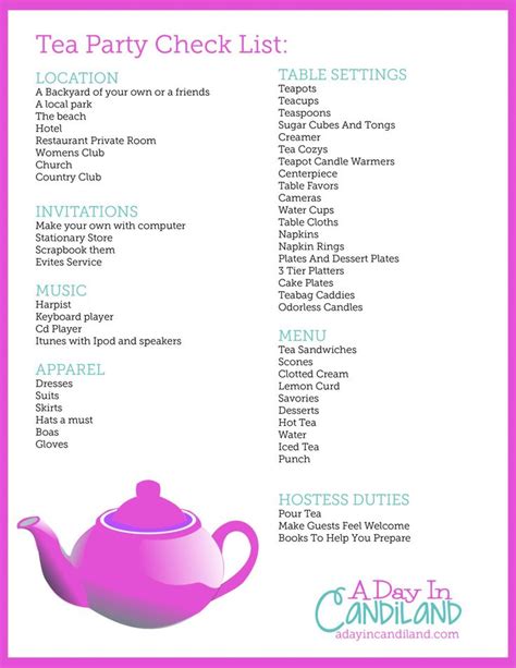 The Ultimate Tea Party Checklist Tea Party Menu Christmas Tea Party