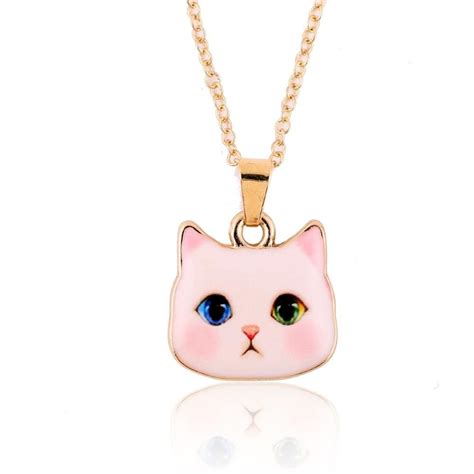 Sweet Pink Cat Necklace Cat Face Necklace Pet Necklace Cat Necklace