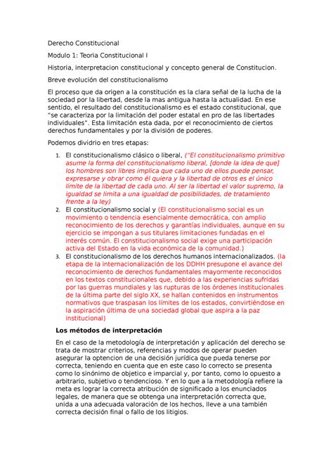 Derecho Constitucional Resumen Derecho Constitucional Modulo 1