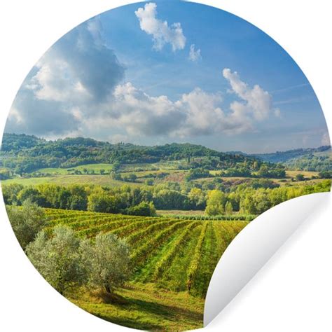 Wallcircle Muurstickers Behangcirkel Toscane Landschap Wolken