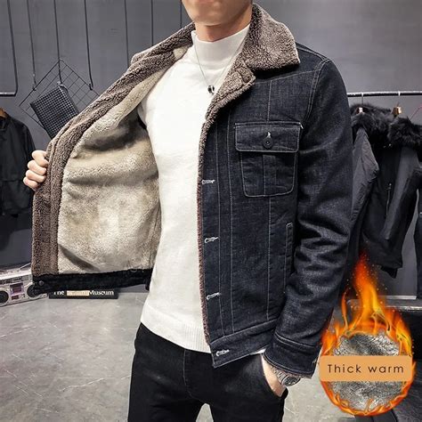 2018 Winter Fashion Mens Jean Jacket Warm Fleece Denim Jacket Men Jacket And Coat Trendy Outwear