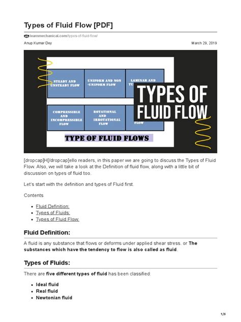 types  fluid flow   fluid dynamics fluid mechanics