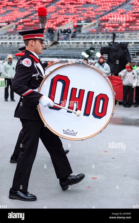 October 28 2017 Ohio State Marching Band Bass Drummer Performs Prior