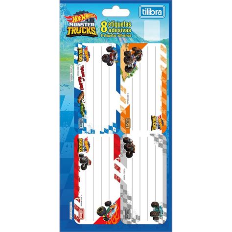 Etiqueta Escolar Adesiva Tilibra Hot Wheels 8 Shopee Brasil