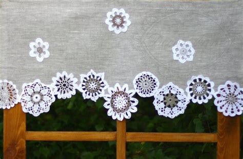 Tenda Di Lino Shabby Chic Con Centrini All Uncinetto Etsy Italia In