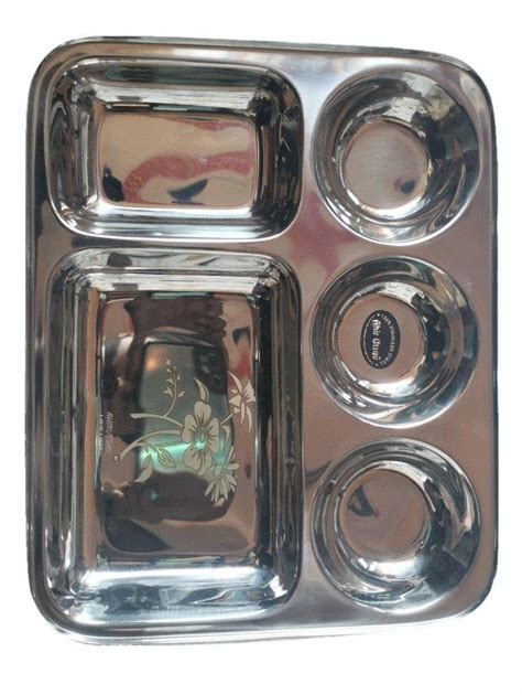 Bhojan Thaal Rectangular Stainless Steel Compartment Plate At Rs