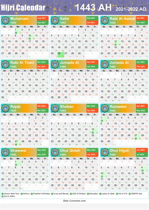 Download Hijri Calendar 1443 as jpg