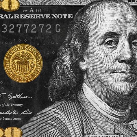 Gold And Silver Ben Franklin 100 Dollar Bill Pop Art Money Modern Wall