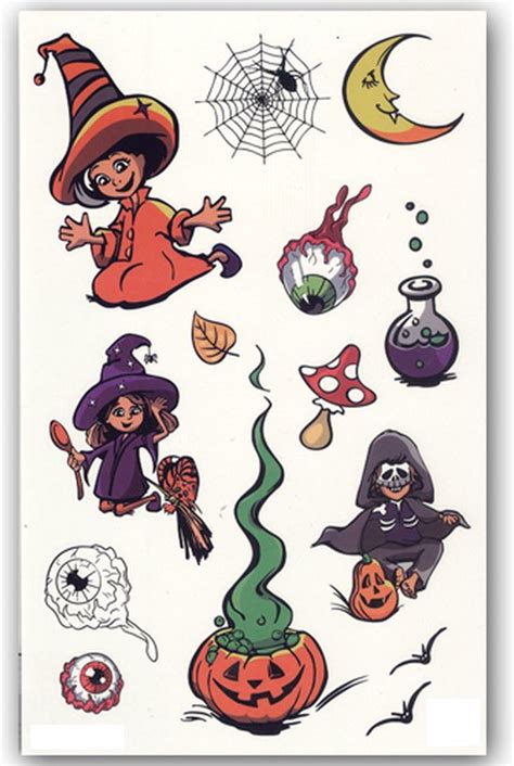 Temporary Halloween Tattoo Heks Tovenaar Pompoen Make Up Schmink