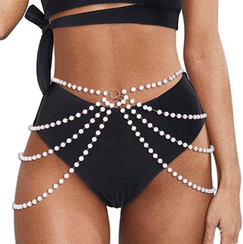 Amazon Asooll Pearl Belly Chain Belt Layered Waist Body Chains