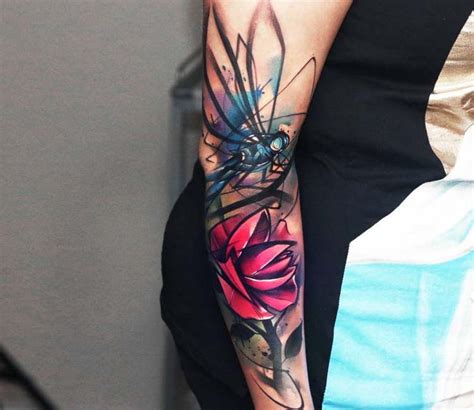 Dragonfly And Rose Tattoo By Uncl Paul Knows Girl Arm Tattoos Bad