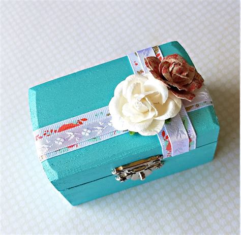 Teal Ring Bearer Box Teal And Ivory Box Teal Wedding Ring Etsy