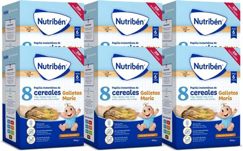 Pack 6 Nutribén Papilla 8 cereales con galletas María 600g Michollo