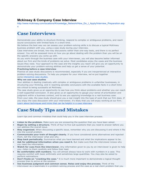 Mckinsey Case Interview Practice Cases