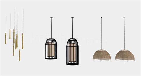 6609. Free Sketchup Rattan lamps Models Download