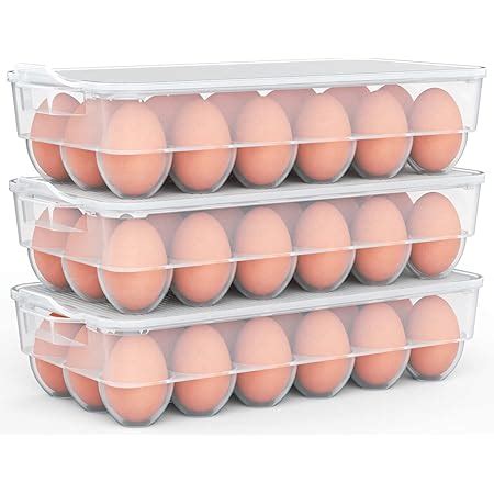 Clear Covered Egg Holder 3 Pack Plastic Egg Storage For Refrigerator