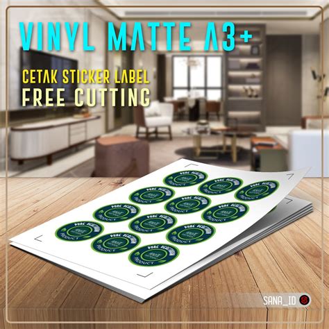 Jual PRINT CETAK STICKER LABEL VINYL MATTE A3 FREE CUTTING