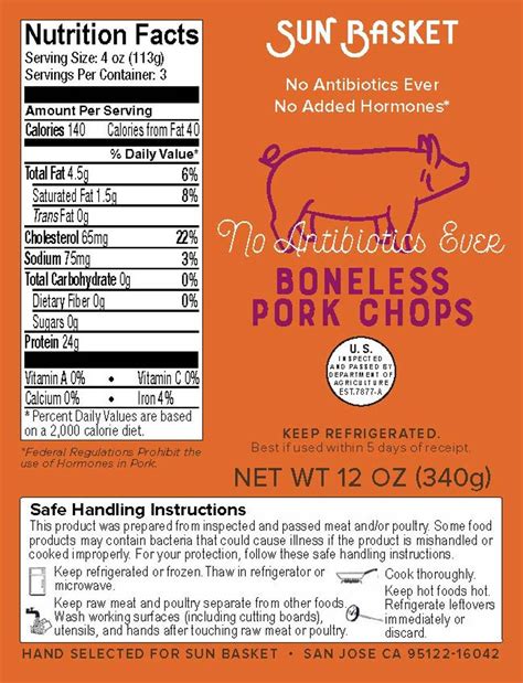 Boneless Pork Loin Chops 2 Count Sunbasket