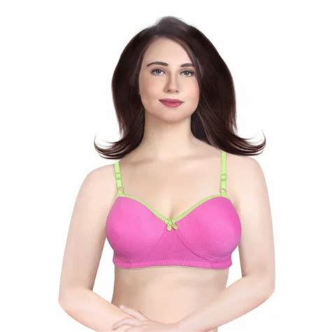 Seamless Ladies Cotton Bra Dark Pink And Light Green Plain At Rs 55