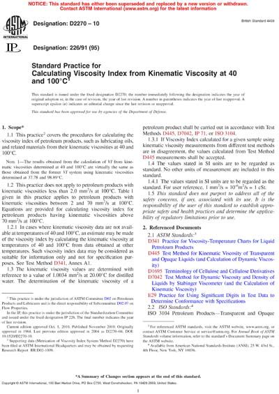 Astm D2270 10 Standard Practice For Calculating Viscosity Index From