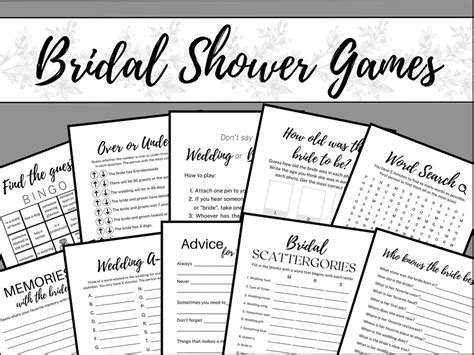 Bridal Shower Games Bundle Printable Templates Bridal Etsy