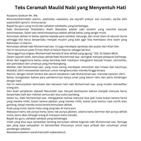 3 Teks Ceramah Maulid Nabi Yang Menyentuh Hati