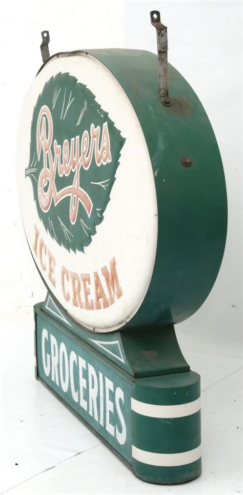 Lot Breyers Ice Cream Double Sided Embossed Sign