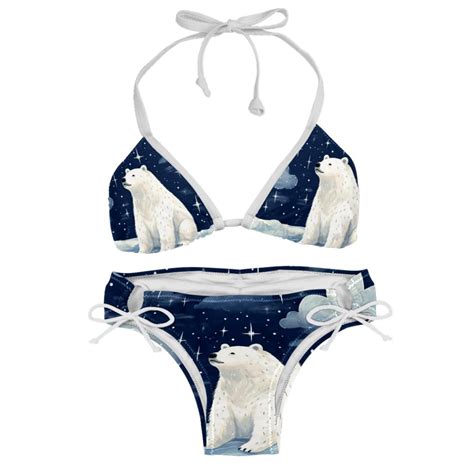 Starry Polar Bear Detachable Sponge Adjustable Strap Bikini Set Two