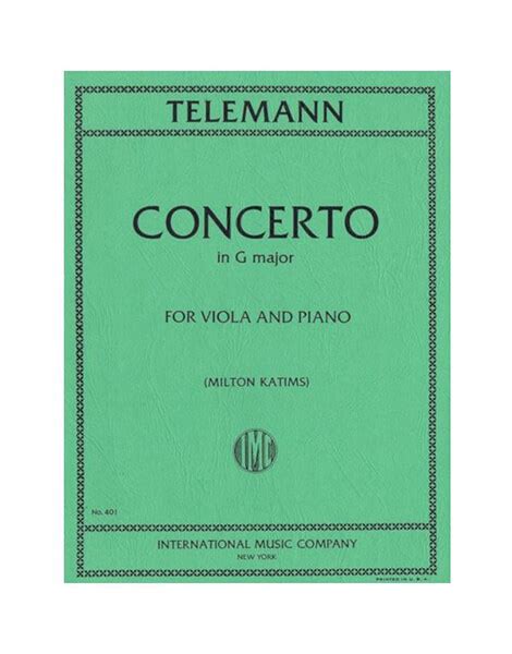 Telemann Concerto In G Major Imc Msc