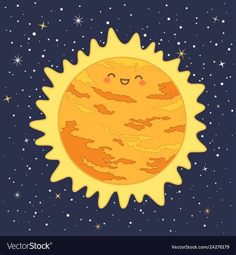 Cute sun star solar system Royalty Free Vector Image