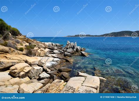 Beautiful Seascape With Stones And Translucent Blue Water Stock Photo