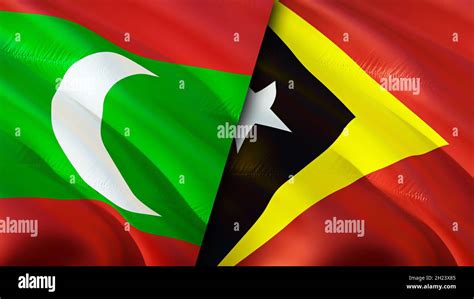 Maldives And East Timor Flags D Waving Flag Design Maldives East